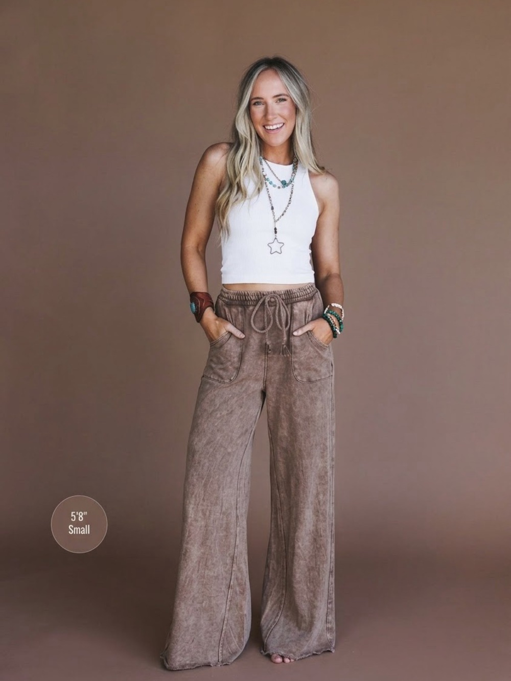 Three Bird Nest Relaxing Robin Wide Leg Pant Sweatpants Brown Size Small